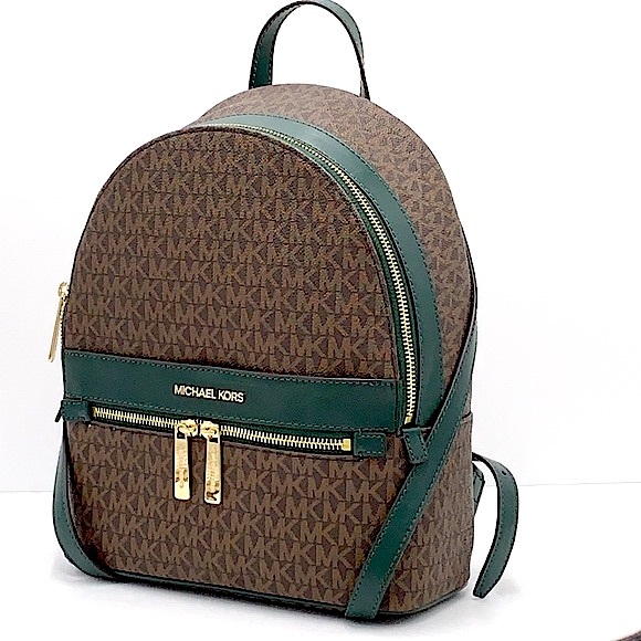 MICHAEL KORS KENLY MEDIUM BACKPACK Racing Green/ Brown signature color - Picture 2 of 16
